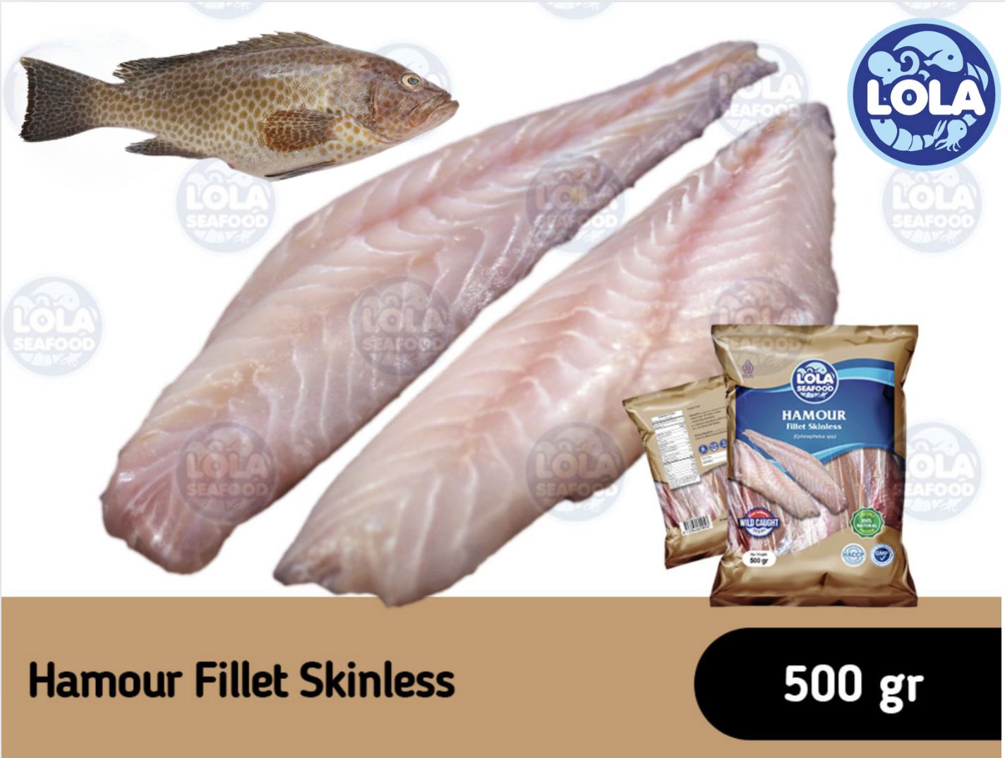 Hamour Fillet Skinless Lola Seafood 500 gr